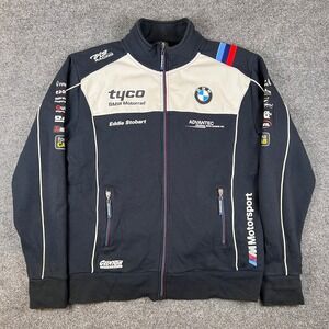 BMW Racing Jacket Mens L / XL Blue White Full Zip Tyco Motorrad Sponsors